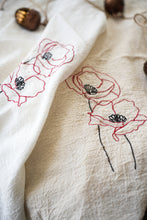 Load image into Gallery viewer, Poppy Embroidered Flour Sack Dish Towel