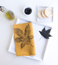 Load image into Gallery viewer, Sweetgum Leaf Linen Napkin in Mustard (Set of 4 w/bag)