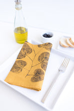 Load image into Gallery viewer, Redbud Leaf Linen Napkin in Mustard (Set of 4 w/bag)