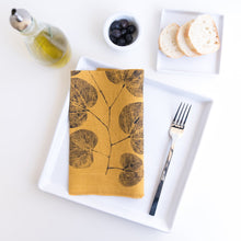 Load image into Gallery viewer, Redbud Leaf Linen Napkin in Mustard (Set of 4 w/bag)
