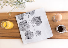 Load image into Gallery viewer, Wild Grape Leaf Linen Napkin in White (Set of 4 w/bag)