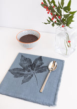 Load image into Gallery viewer, Sweetgum Leaf Linen Napkin in Lagoon Blue (Set of 4 w/bag)