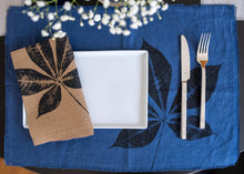 Load image into Gallery viewer, Linen Creeper Leaf Placemat in Navy Blue - Set of 4 with bag