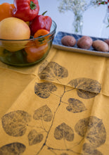 Load image into Gallery viewer, Redbud Leaf Linen Tea Towel in Mustard (Set of 2 w/bag)