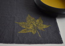 Load image into Gallery viewer, Sweetgum Leaf Linen Napkin in Charcoal (Set of 4 w/bag)