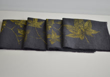 Load image into Gallery viewer, Sweetgum Leaf Linen Napkin in Charcoal (Set of 4 w/bag)