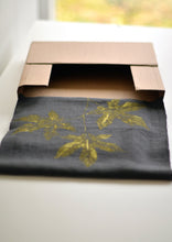 Load image into Gallery viewer, Sweetgum Leaf Linen Napkin in Charcoal (Set of 4 w/bag)