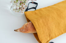 Load image into Gallery viewer, Linen Redbud Baguette Bag in Mustard