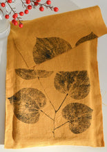 Load image into Gallery viewer, Redbud Leaf Linen Tea Towel in Mustard (Set of 2 w/bag)