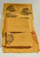 Load image into Gallery viewer, Redbud Leaf Linen Tea Towel in Mustard (Set of 2 w/bag)