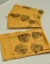 Load image into Gallery viewer, Redbud Leaf Linen Tea Towel in Mustard (Set of 2 w/bag)