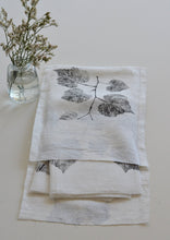 Load image into Gallery viewer, Wild Grape Leaf Linen Tea Towel in White (Set of 2 w/bag)