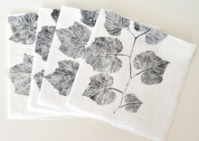 Load image into Gallery viewer, Wild Grape Leaf Linen Napkin in White (Set of 4 w/bag)