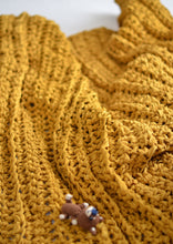 Load image into Gallery viewer, Hand-Crocheted Weighted Blanket in Mustard