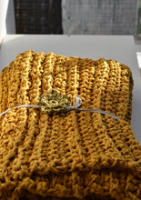 Load image into Gallery viewer, Hand-Crocheted Weighted Blanket in Mustard