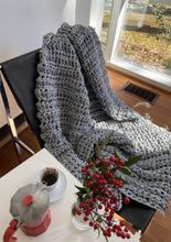 Load image into Gallery viewer, Hand-Crocheted Weighted Blanket in Light Gray