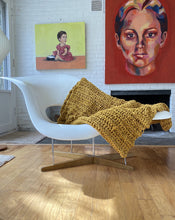 Load image into Gallery viewer, Hand-Crocheted Weighted Blanket in Mustard