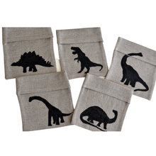 Load image into Gallery viewer, Lunch w/Dinosaur Friends - Linen Sandwich & Snack Bags