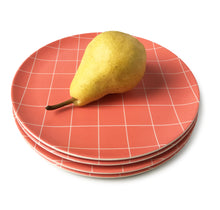 Load image into Gallery viewer, 8" Red grid Bamboo Side Plate - Set of 4