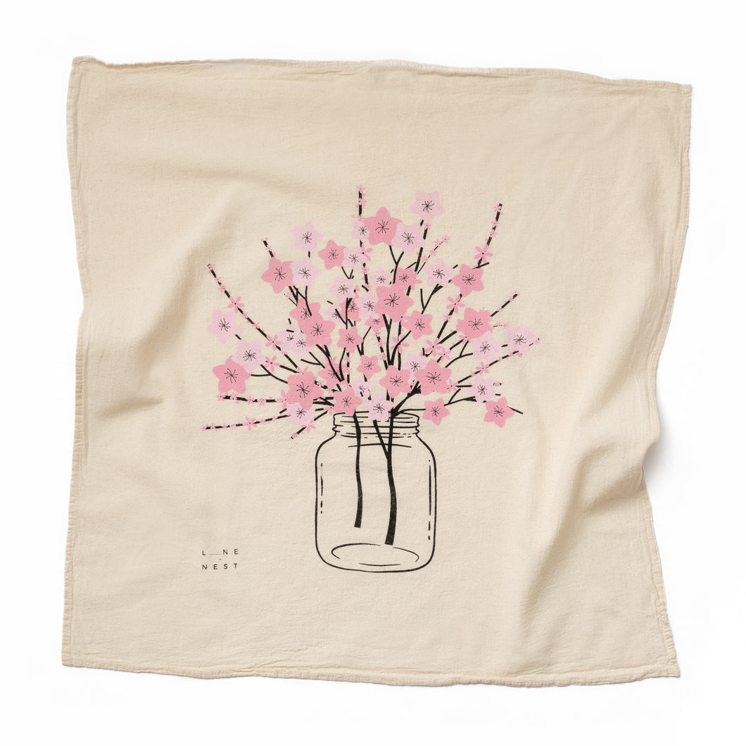 Cherry Blossom Flour Sack Dish Towel