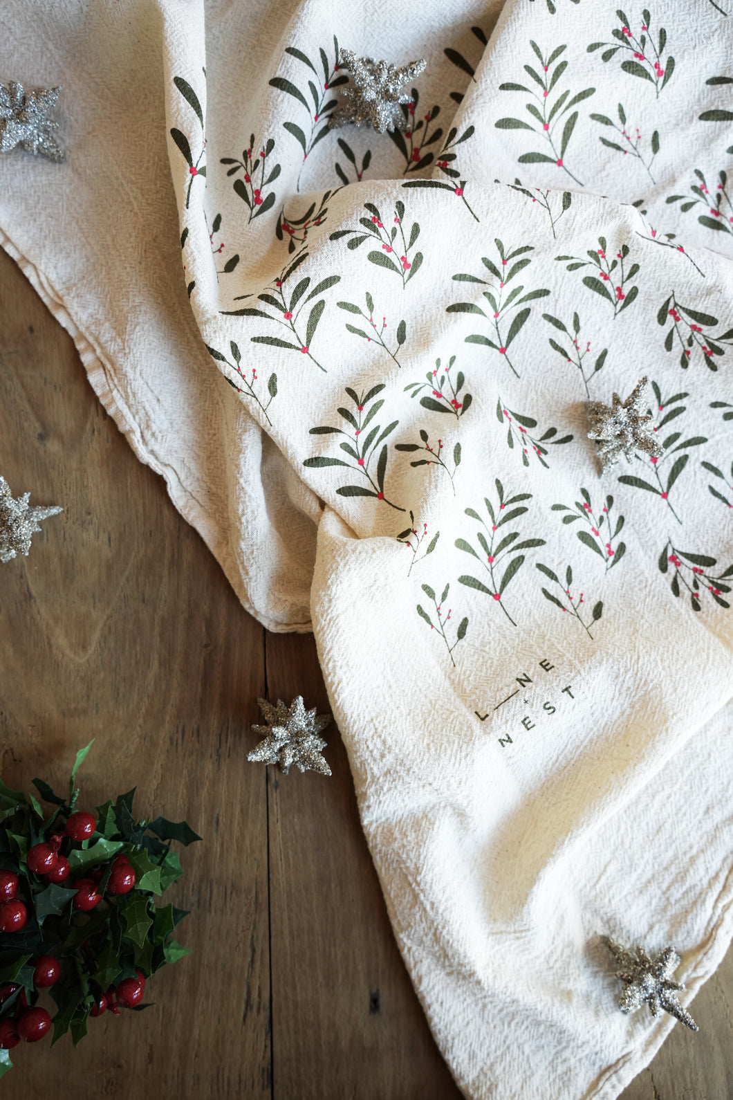 Holly Flour Sack Dish Towel