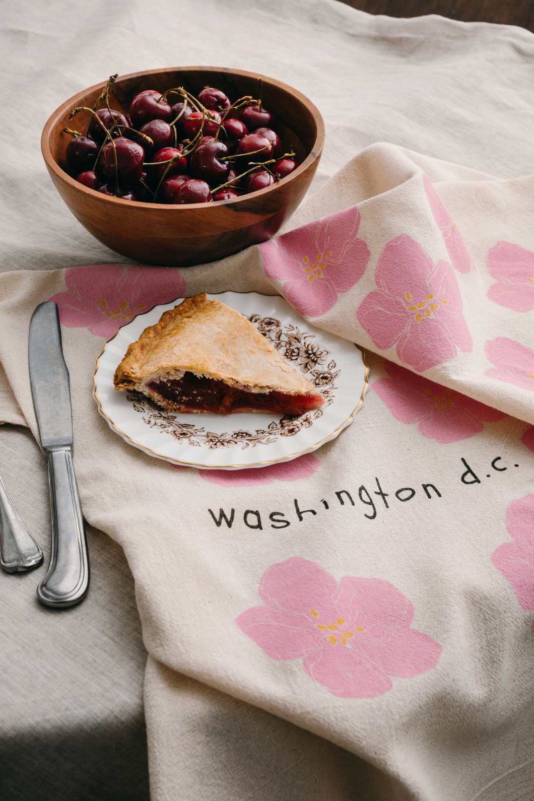 Cherry Blossom D.C. Flour Sack Dish Towel