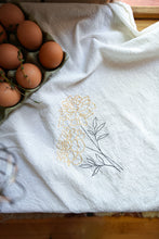 Load image into Gallery viewer, Marigold Embroidered Flour Sack Dish Towel
