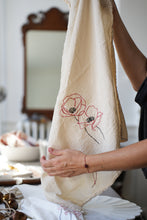 Load image into Gallery viewer, Poppy Embroidered Flour Sack Dish Towel
