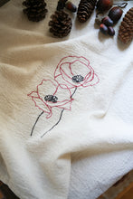 Load image into Gallery viewer, Poppy Embroidered Flour Sack Dish Towel
