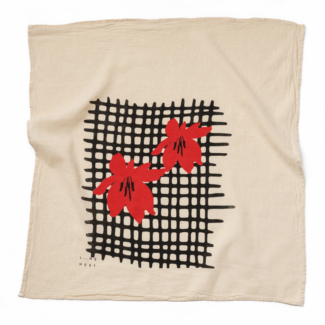 Red Lily Flour Sack Dish Towel