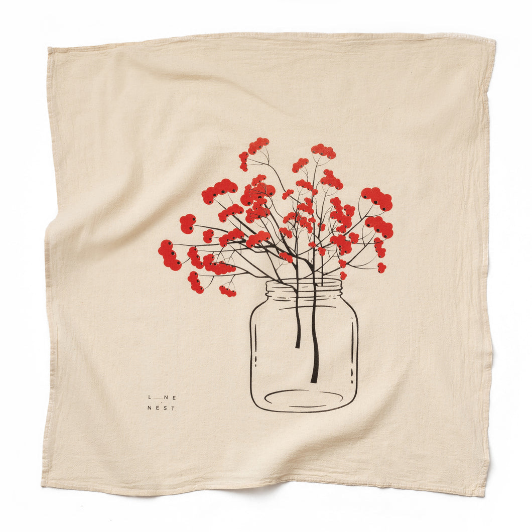 Winterberry Flour Sack Dish Towel