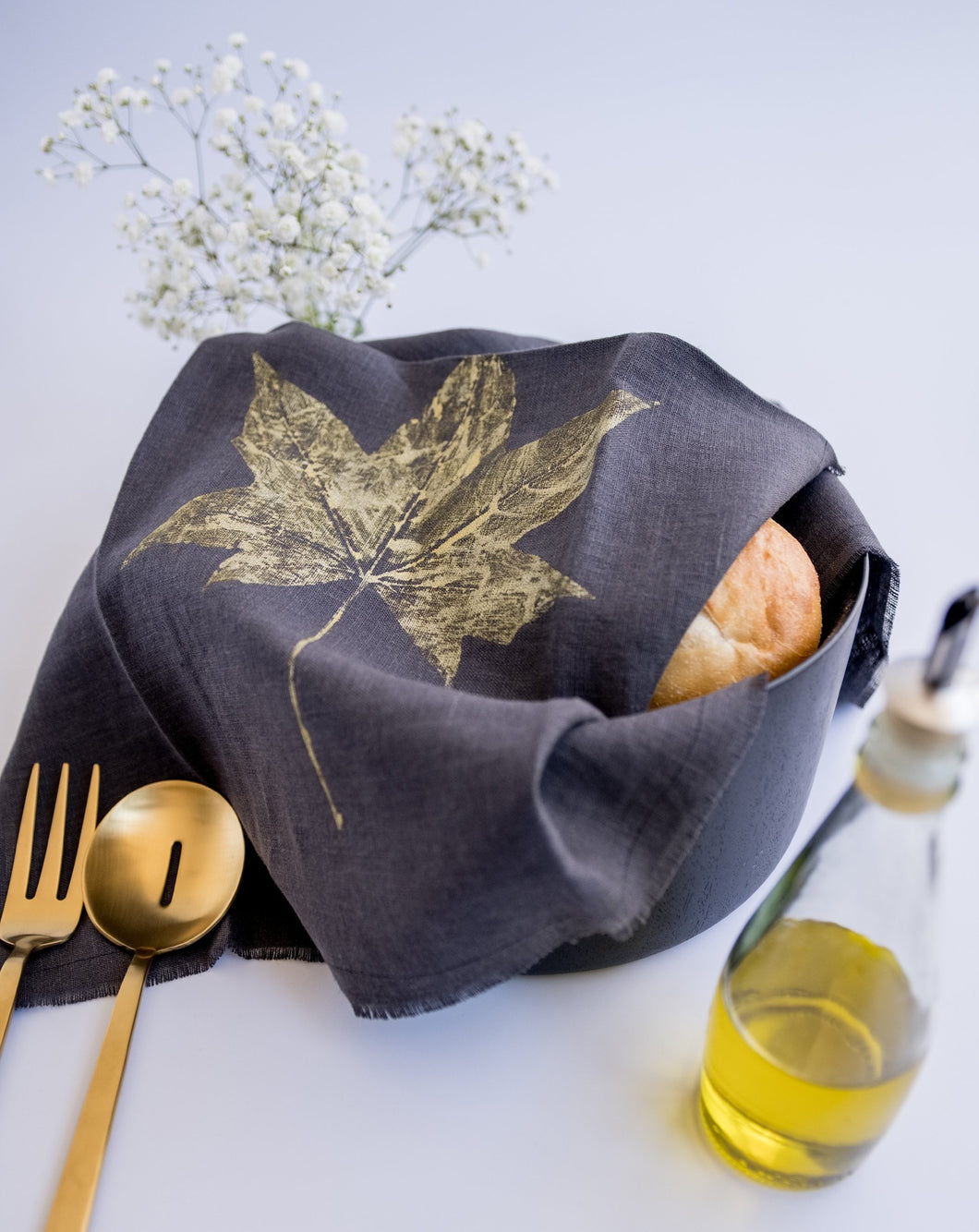 Charcoal Linen Tea Towel