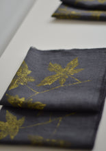 Load image into Gallery viewer, Sweetgum Leaf Linen Napkin in Charcoal (Set of 4 w/bag)
