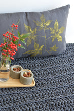 Load image into Gallery viewer, Hand-Crocheted Weighted Blanket in Charcoal
